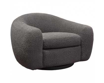 Diamond Sofa - Pascal Boucle Textured Fabric Swivel Chair with Contoured Arms & Back