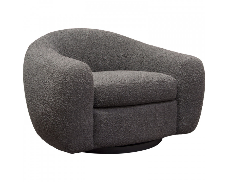 Diamond Sofa Pascal Boucle Textured Fabric Swivel Chair with Contoured Arms & Back - Charcoal