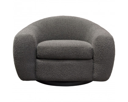 Diamond Sofa™ Pascal Boucle Textured Fabric Swivel Chair with Contoured Arms & Back - Charcoal