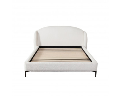 Diamond Sofa - Path Fabric Low Profile Bed with Contoured Headboard and Black Metal Leg