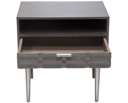 Diamond Sofa - Petra Solid Mango Wood 1-Drawer Accent Table with Nickel Legs in Smoke Gray Finish