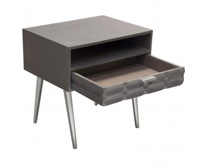 Diamond Sofa - Petra Solid Mango Wood 1-Drawer Accent Table with Nickel Legs in Smoke Gray Finish