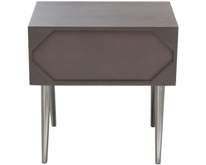 Diamond Sofa - Petra Solid Mango Wood 1-Drawer Accent Table with Nickel Legs in Smoke Gray Finish