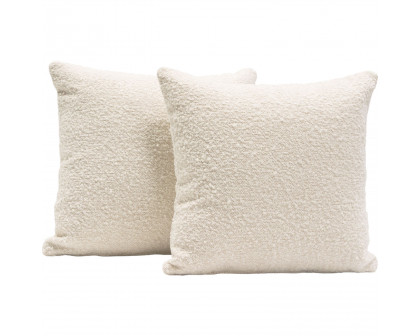 Diamond Sofa 16" Square Boucle Textured Fabric Accent Pillows (Set of 2) - Bone