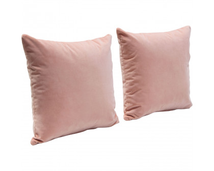 Diamond Sofa 16" Square Velvet Accent Pillows (Set of 2) - Blush Pink