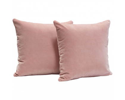 Diamond Sofa 16" Square Velvet Accent Pillows (Set of 2) - Blush Pink