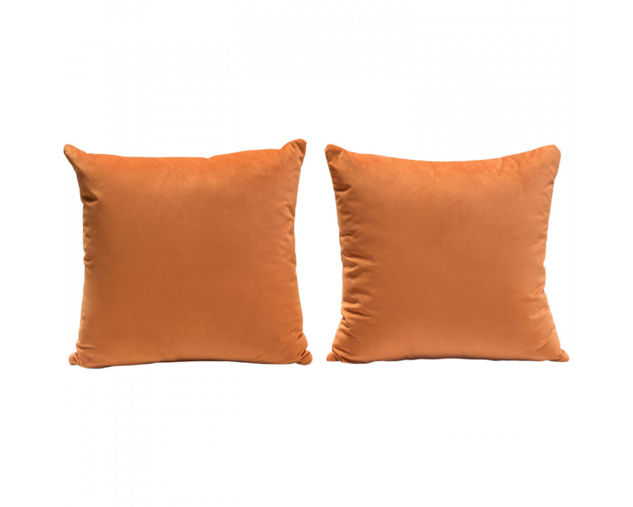 Diamond Sofa 16" Square Velvet Accent Pillows (Set of 2) - Rust Orange