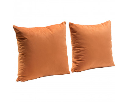 Diamond Sofa 16" Square Velvet Accent Pillows (Set of 2) - Rust Orange