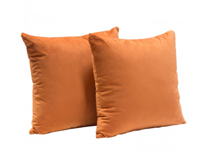 Diamond Sofa 16" Square Velvet Accent Pillows (Set of 2) - Rust Orange