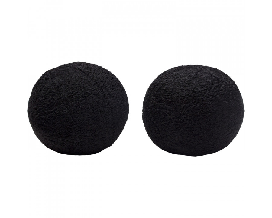 Diamond Sofa 10" Round Faux Sheepskin Accent Pillows (Set of 2) - Black