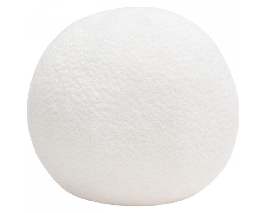 Diamond Sofa - Single 14" Round Faux Shearling Accent Pillow Ball in White