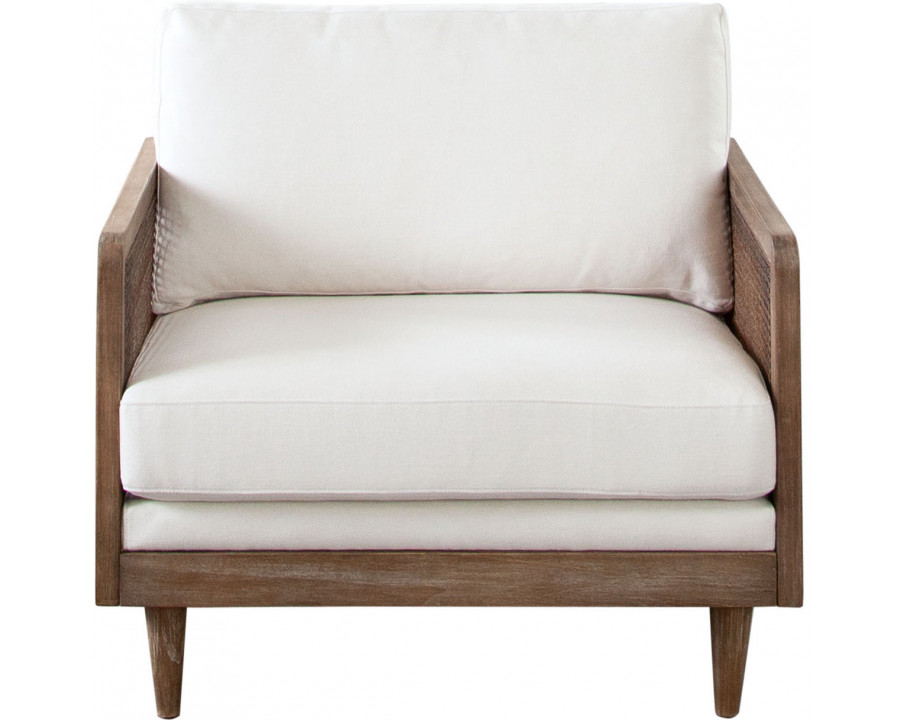 Diamond Sofa - Piper Linen Fabric Chair with Natural Rattan in White