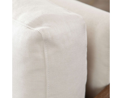 Diamond Sofa - Piper Linen Fabric Sofa with Natural Rattan in White