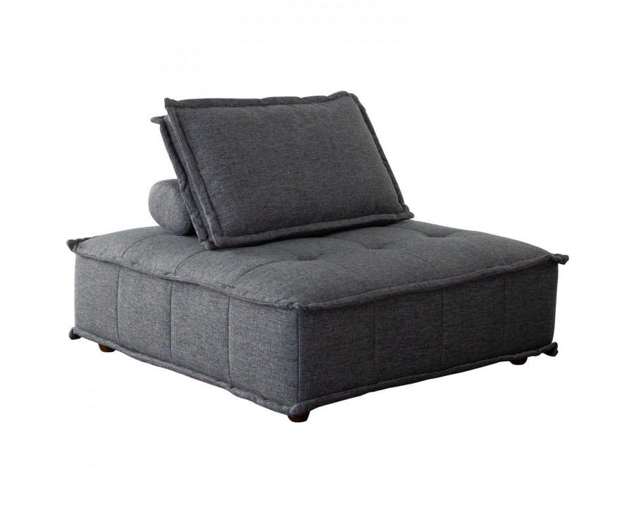 Diamond Sofa Platform Square Fabric Modular Lounger with Bolstered Non-Skid Backrest - Gray