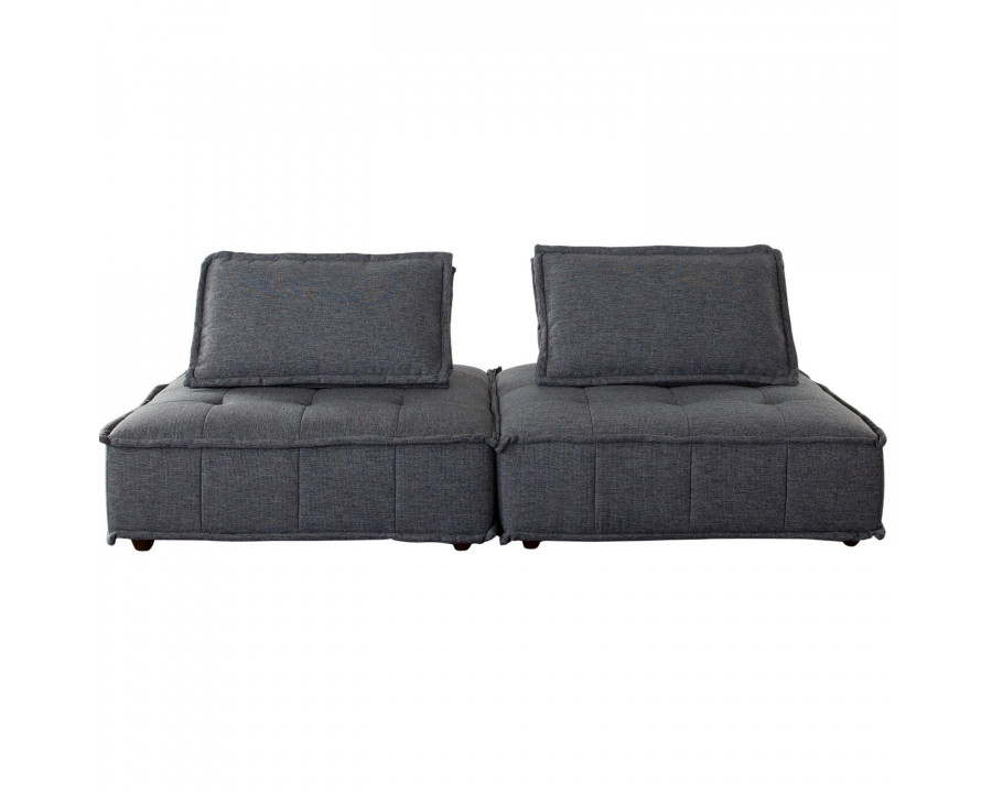 Diamond Sofa Platform 2-Piece Square Fabric Modular Lounger with Bolstered Non-Skid Backrest - Gray