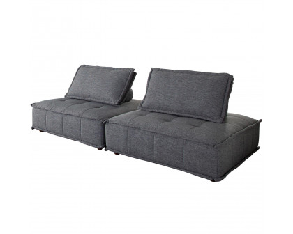 Diamond Sofa Platform 2-Piece Square Fabric Modular Lounger with Bolstered Non-Skid Backrest - Gray