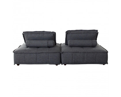 Diamond Sofa Platform 2-Piece Square Fabric Modular Lounger with Bolstered Non-Skid Backrest - Gray