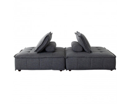 Diamond Sofa Platform 2-Piece Square Fabric Modular Lounger with Bolstered Non-Skid Backrest - Gray