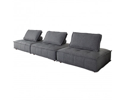 Diamond Sofa Platform 3-Piece Square Fabric Modular Lounger with Bolstered Non-Skid Backrest - Gray