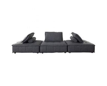 Diamond Sofa Platform 3-Piece Square Fabric Modular Lounger with Bolstered Non-Skid Backrest - Gray