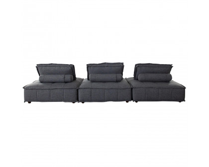 Diamond Sofa Platform 3-Piece Square Fabric Modular Lounger with Bolstered Non-Skid Backrest - Gray