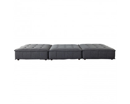 Diamond Sofa Platform 3-Piece Square Fabric Modular Lounger with Bolstered Non-Skid Backrest - Gray