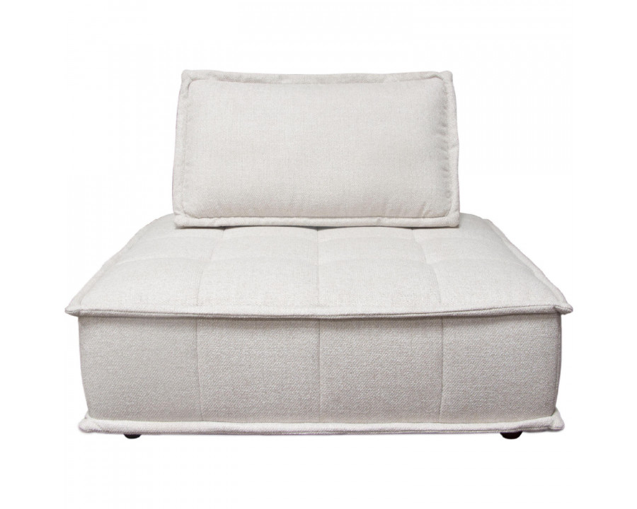 Diamond Sofa Platform Square Fabric Modular Lounger with Bolstered Non-Skid Backrest - Light Sand