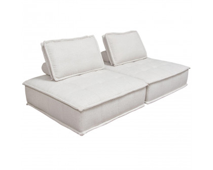 Diamond Sofa Platform 2-Piece Square Fabric Modular Lounger with Bolstered Non-Skid Backrest - Light Sand