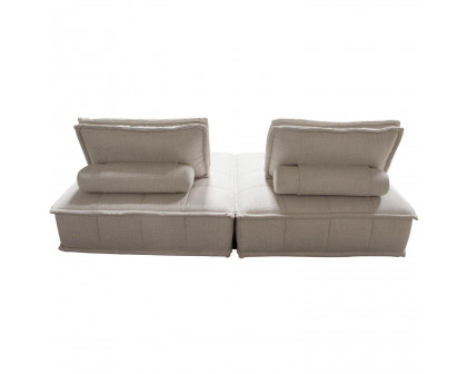 Diamond Sofa Platform 2-Piece Square Fabric Modular Lounger with Bolstered Non-Skid Backrest - Light Sand