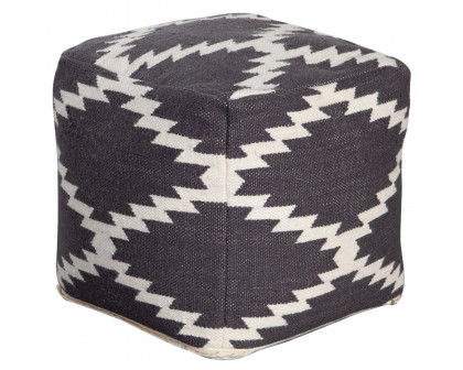 Diamond Sofa - Square Pattern Wool Pouf in White/Gray