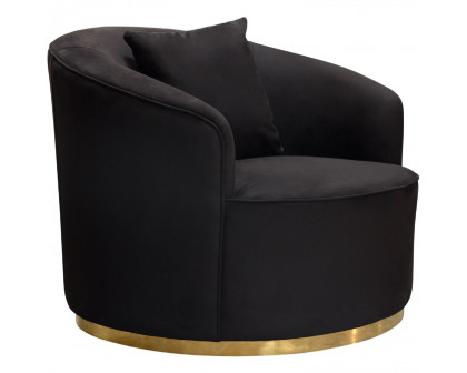 Diamond Sofa Raven Suede Velvet Chair with Brushed Gold Accent Trim - Black