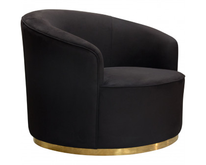 Diamond Sofa Raven Suede Velvet Chair with Brushed Gold Accent Trim - Black