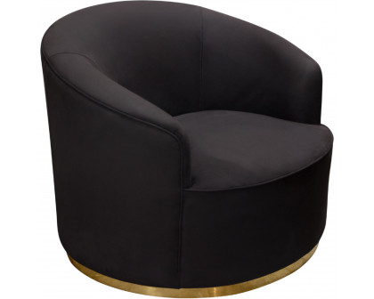 Diamond Sofa Raven Suede Velvet Chair with Brushed Gold Accent Trim - Black