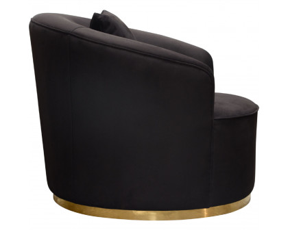 Diamond Sofa Raven Suede Velvet Chair with Brushed Gold Accent Trim - Black