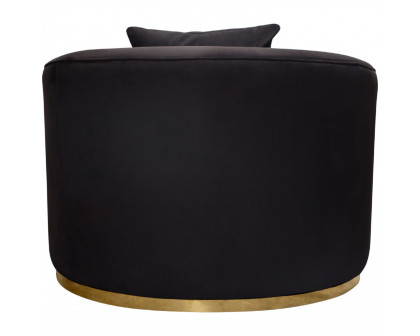 Diamond Sofa Raven Suede Velvet Chair with Brushed Gold Accent Trim - Black