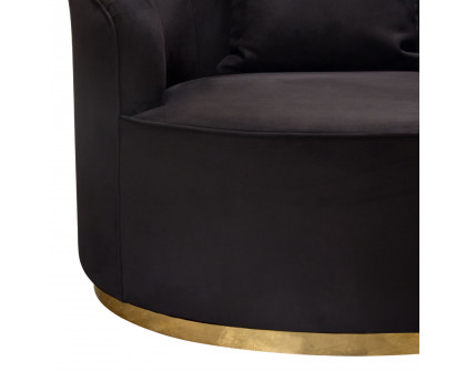 Diamond Sofa Raven Suede Velvet Chair with Brushed Gold Accent Trim - Black