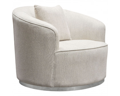 Diamond Sofa Raven Fabric Chair with Brushed Silver Accent Trim - Light Cream