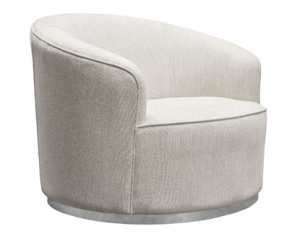 Diamond Sofa Raven Fabric Chair with Brushed Silver Accent Trim - Light Cream