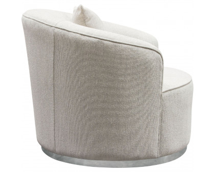 Diamond Sofa Raven Fabric Chair with Brushed Silver Accent Trim - Light Cream