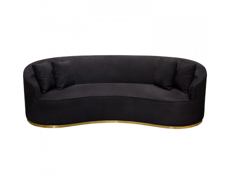 Diamond Sofa Raven Suede Velvet Sofa with Brushed Gold Accent Trim - Black