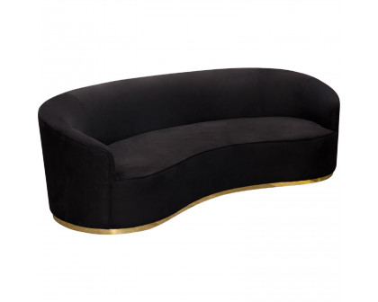 Diamond Sofa Raven Suede Velvet Sofa with Brushed Gold Accent Trim - Black