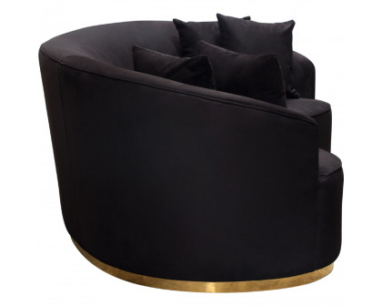 Diamond Sofa Raven Suede Velvet Sofa with Brushed Gold Accent Trim - Black