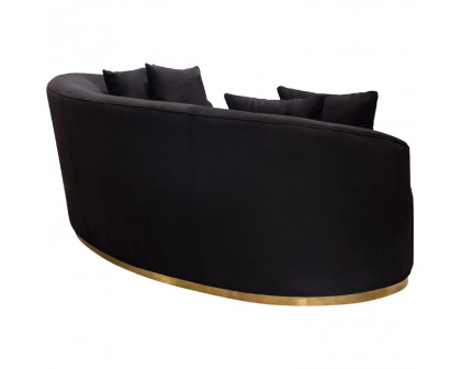 Diamond Sofa Raven Suede Velvet Sofa with Brushed Gold Accent Trim - Black