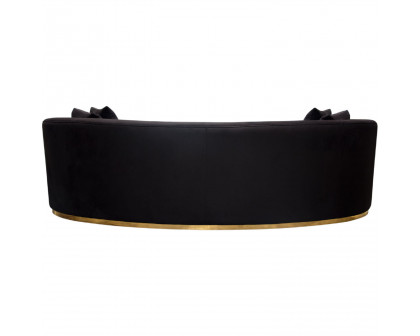 Diamond Sofa Raven Suede Velvet Sofa with Brushed Gold Accent Trim - Black