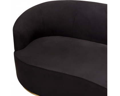 Diamond Sofa Raven Suede Velvet Sofa with Brushed Gold Accent Trim - Black