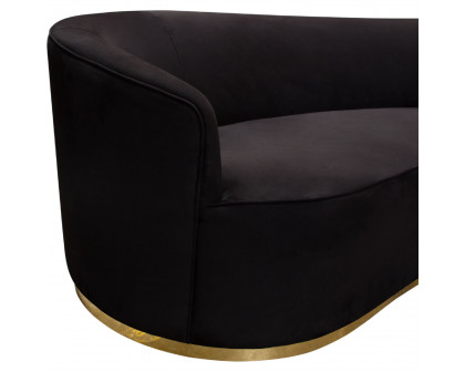 Diamond Sofa Raven Suede Velvet Sofa with Brushed Gold Accent Trim - Black