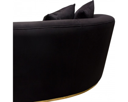 Diamond Sofa Raven Suede Velvet Sofa with Brushed Gold Accent Trim - Black