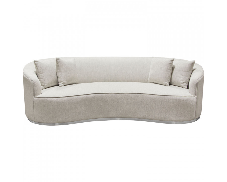 Diamond Sofa Raven Fabric Sofa with Brushed Silver Accent Trim - Light Cream