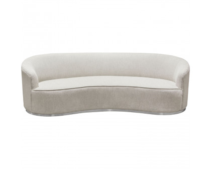 Diamond Sofa Raven Fabric Sofa with Brushed Silver Accent Trim - Light Cream