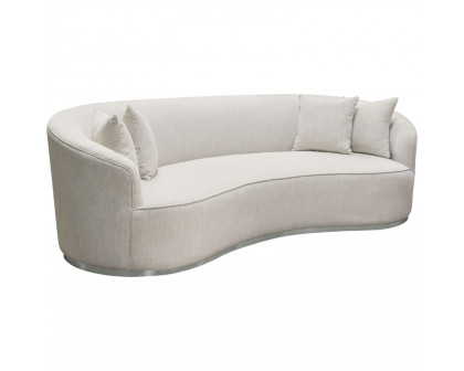 Diamond Sofa Raven Fabric Sofa with Brushed Silver Accent Trim - Light Cream